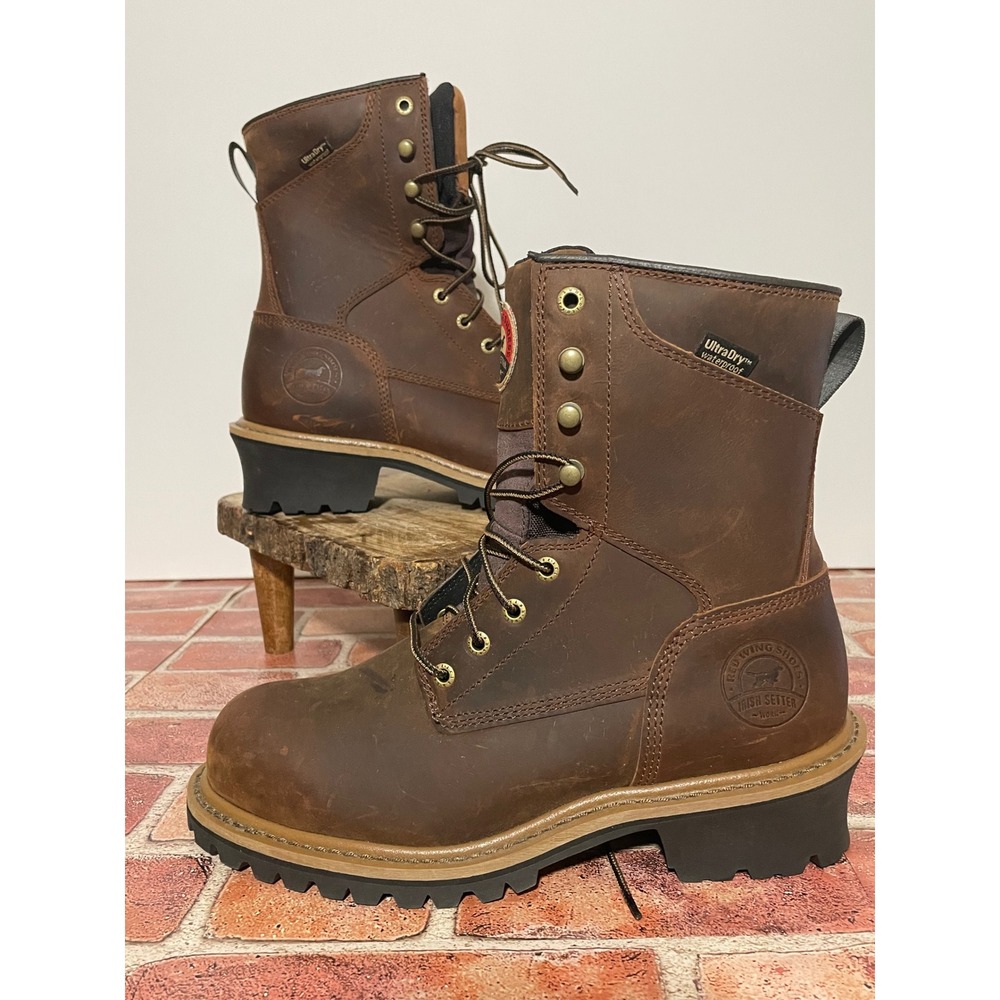 Irish Setter Red Wing Mesabi 83834 Steel Toe Waterproof Logger Boots Mens 8.5 D